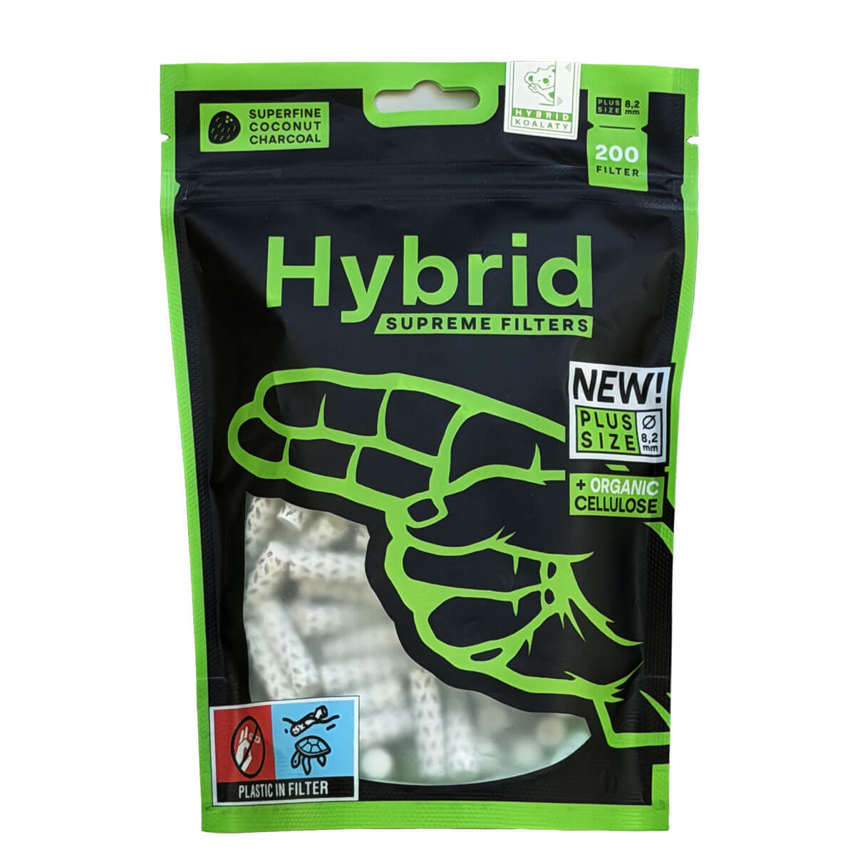 200 Stk. Hybrid Supreme Filters AKTIVKOHLEFILTER 8,2mm Plus Size