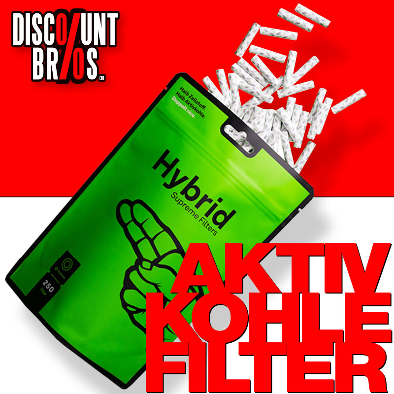 250 Stk. Hybrid Supreme Filters AKTIVKOHLEFILTER 6,4mm EXTRA-SLIM