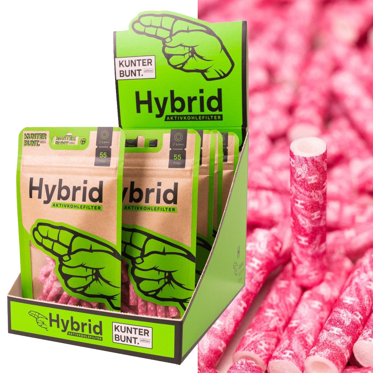 Hybrid Supreme AKTIVKOHLEFILTER 6.4 mm Extra Slim (55 Stück) – Special Edition – Magenta