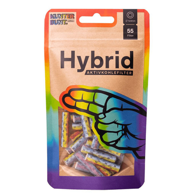 Hybrid Supreme AKTIVKOHLEFILTER 6.4 mm Extra Slim (55 Stück) – Special Edition – Rainbow