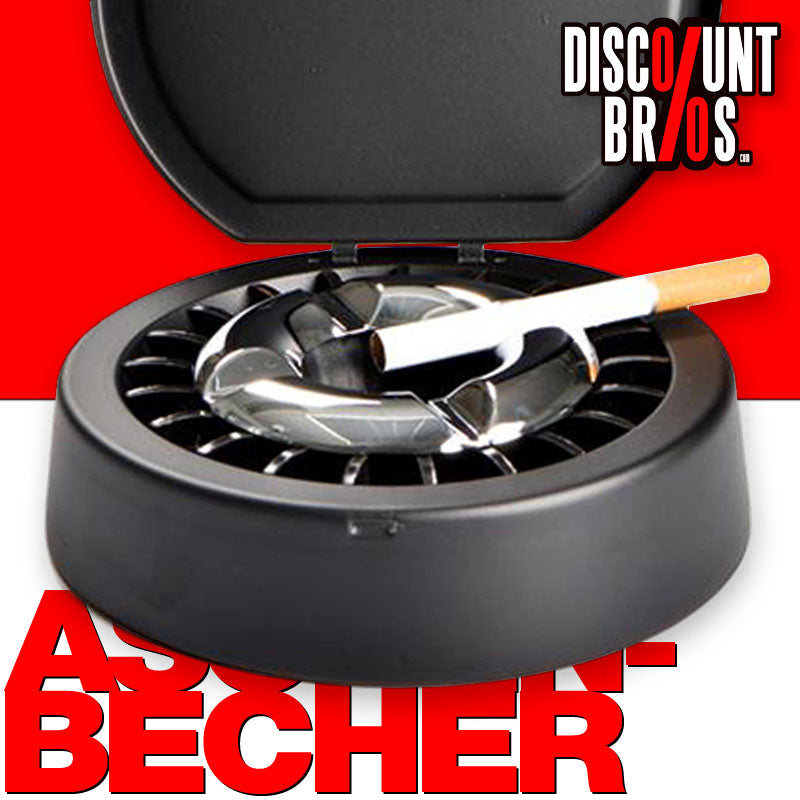 Aschenbecher mit Deckel KLAPP-ASCHENBECHER Ascher SCHWARZ Ø14cm