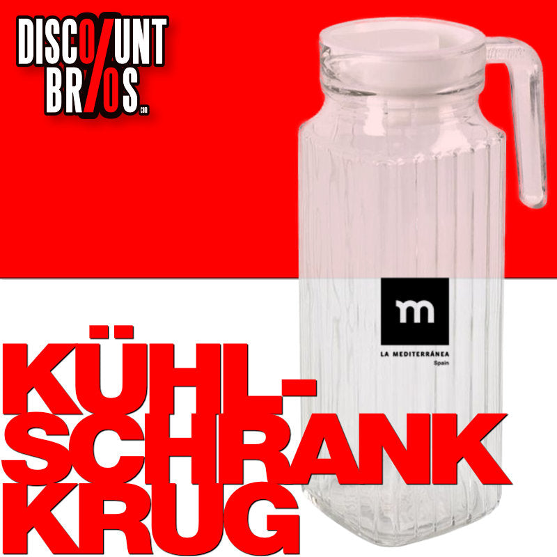 1,1 Liter KÜHLSCHRANK KRUG mit DECKEL Glaskrug Wasserkrug Glaskaraffe Glas von La Mediterránea