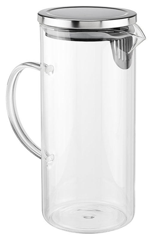 1,3 Liter KÜHLSCHRANK KRUG mit DECKEL Glaskaraffe Glas + Edelstahl