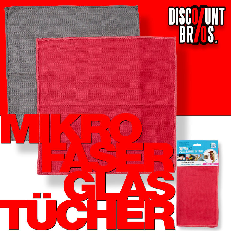 JE CHERCHE UNE IDEE Mikrofasertücher für Glas 30 × 30 cm, 2er-Set Rot/Grau