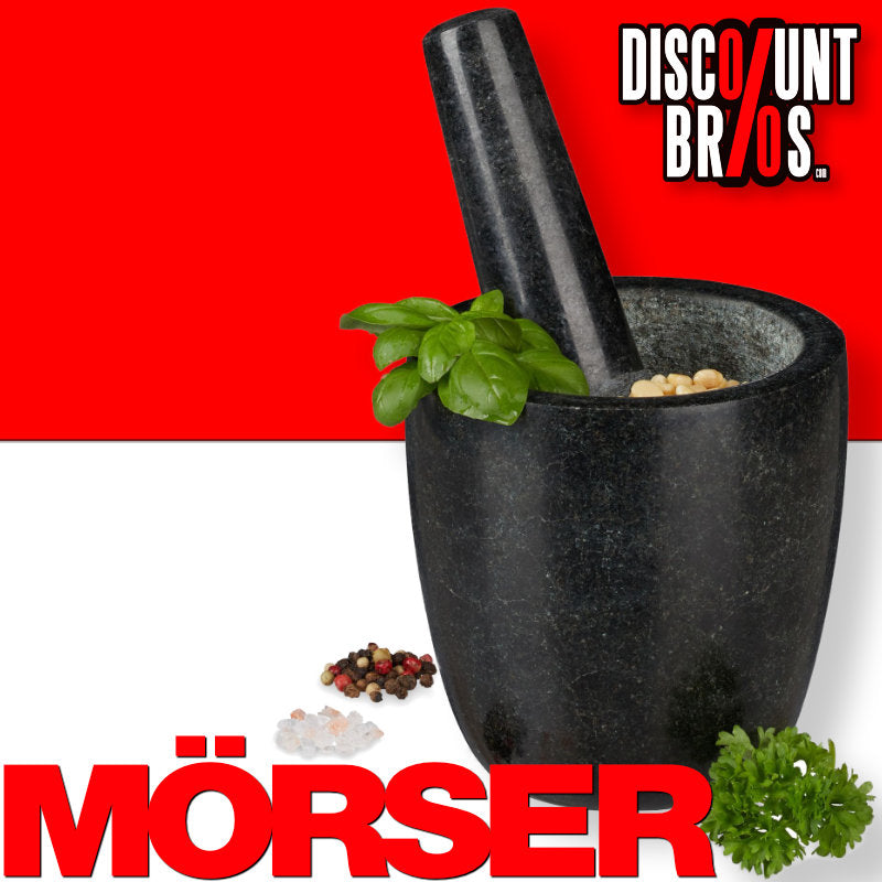 Granit MÖRSER mit Stössel aus schwarzem Stein Ø13cm