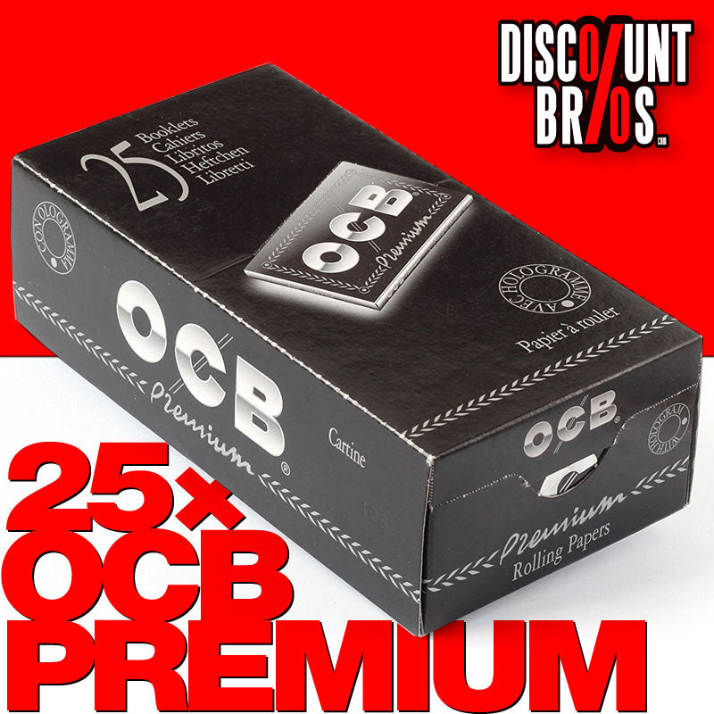 25 × OCB PREMIUM Double Window Papers Black Schwarz Zigarettenpapier 25 ×100 Blatt 69×36mm