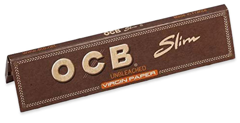 10 × Superdünne, ungebleichte OCB VIRGIN Slim Unbleached Papers Zigarettenpapier 32 Blatt 109×44mm