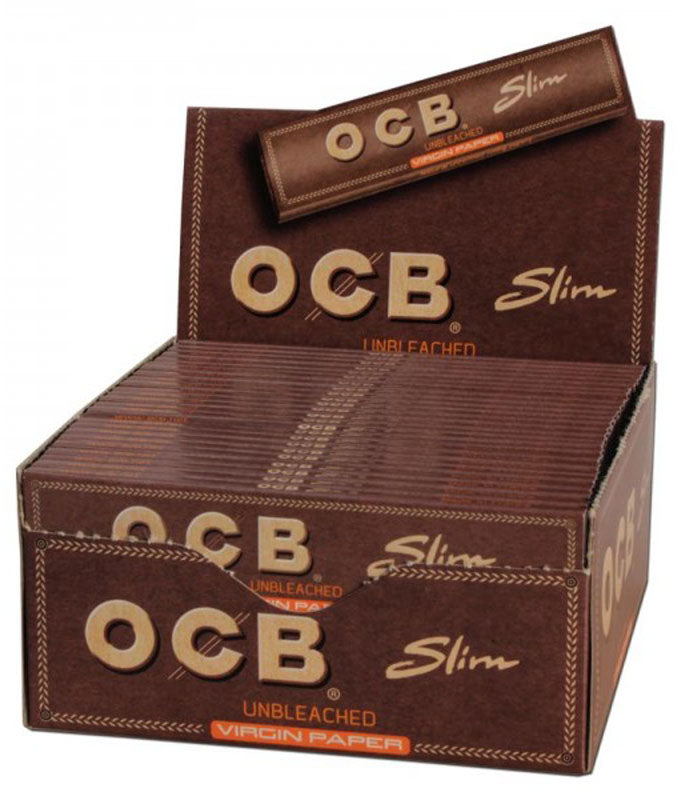 10 × Superdünne, ungebleichte OCB VIRGIN Slim Unbleached Papers Zigarettenpapier 32 Blatt 109×44mm