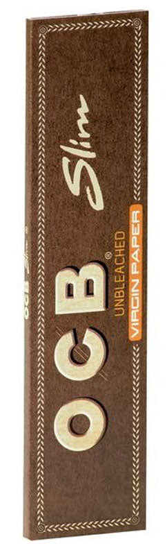 10 × Superdünne, ungebleichte OCB VIRGIN Slim Unbleached Papers Zigarettenpapier 32 Blatt 109×44mm
