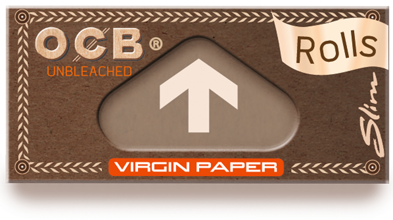 24 × Superdünne, ungebleichte OCB VIRGIN Slim Rolls Unbleached Papers Zigarettenpapier 4m×44mm