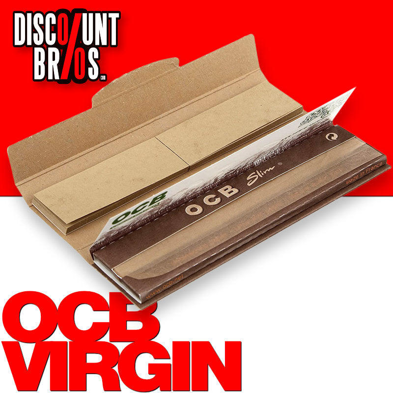 Superdünne, ungebleichte OCB VIRGIN Slim Unbleached Papers Zigarettenpapier + Filter Tips 32 Blatt 109×44mm