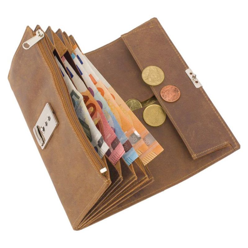 Kellner Service- PORTEMONNAIE Geldbörse aus Wildleder Echtleder BRAUN