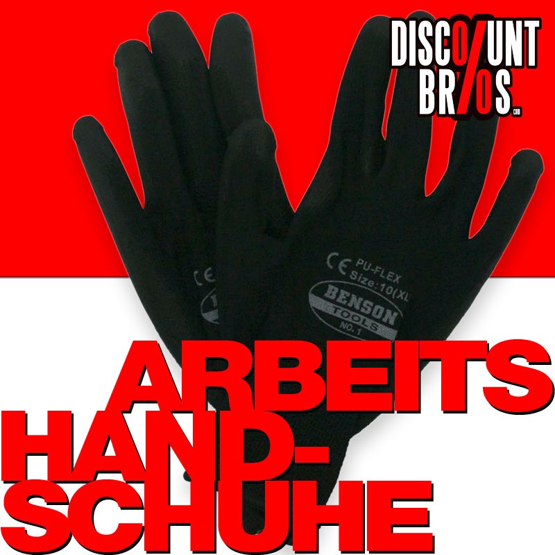 Arbeitshandschuhe PU Flex HANDSCHUHE Riggerhandschuhe SCHWARZ Gr. 9 L