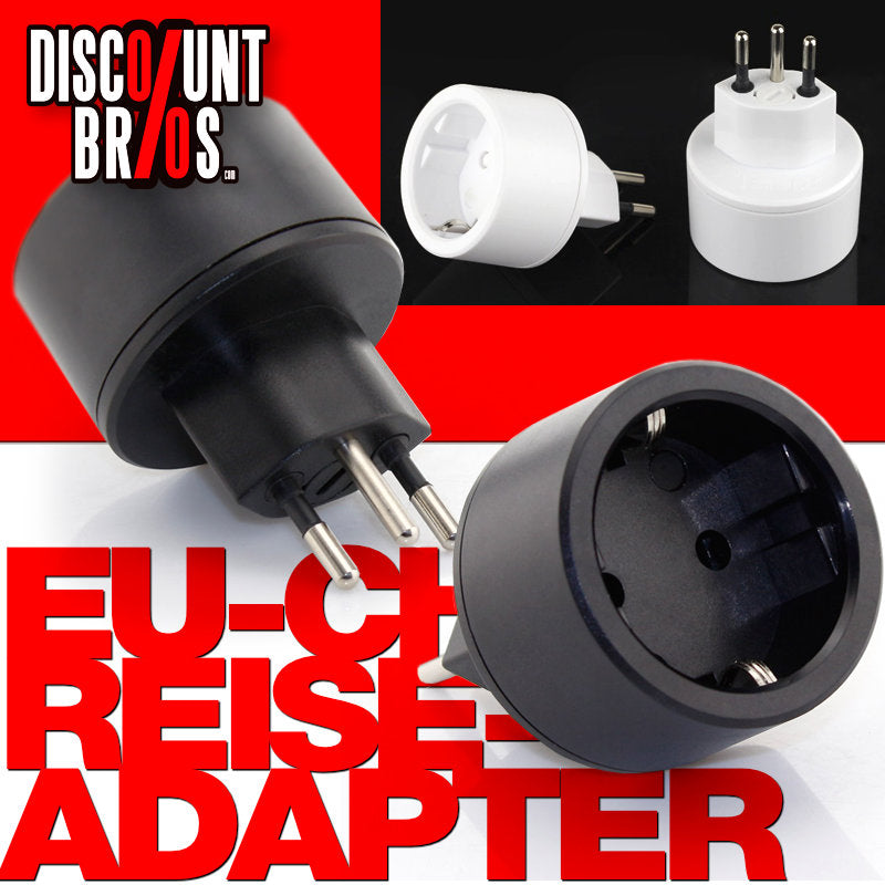 100 Stk. Reiseadapter Übergangs-Stecker SCHUKO (Typ F CEE 7) > Schweiz/CH (T12)