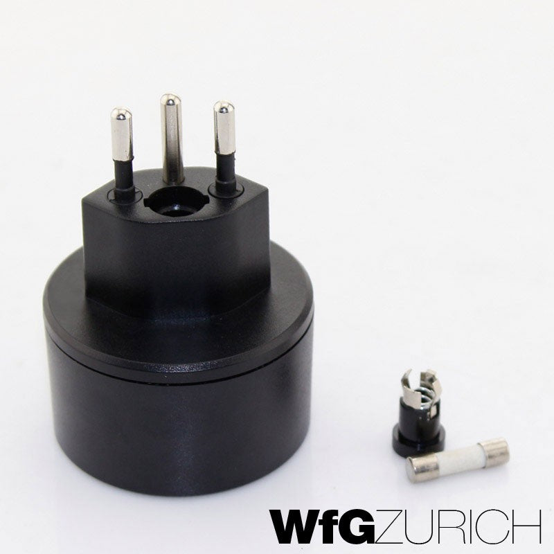 Reiseadapter Übergangs-Stecker SCHUKO (Typ F CEE 7) > Schweiz / CH (T12)