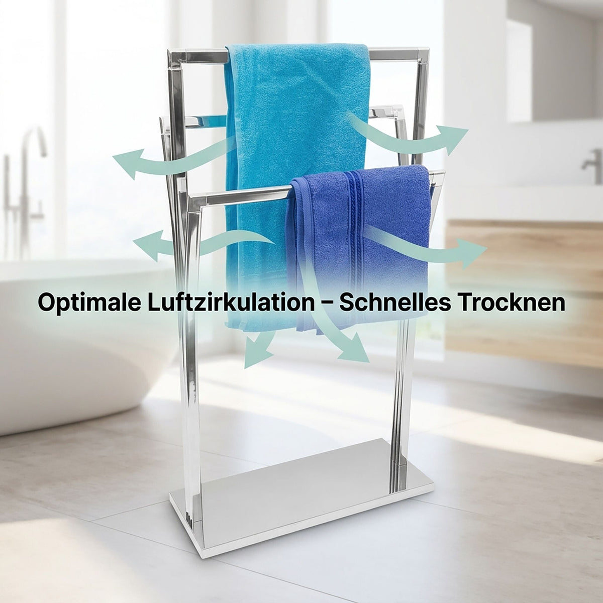Relaxdays Handtuchständer aus Edelstahl mit drei Stangen, Herstelleransicht 5