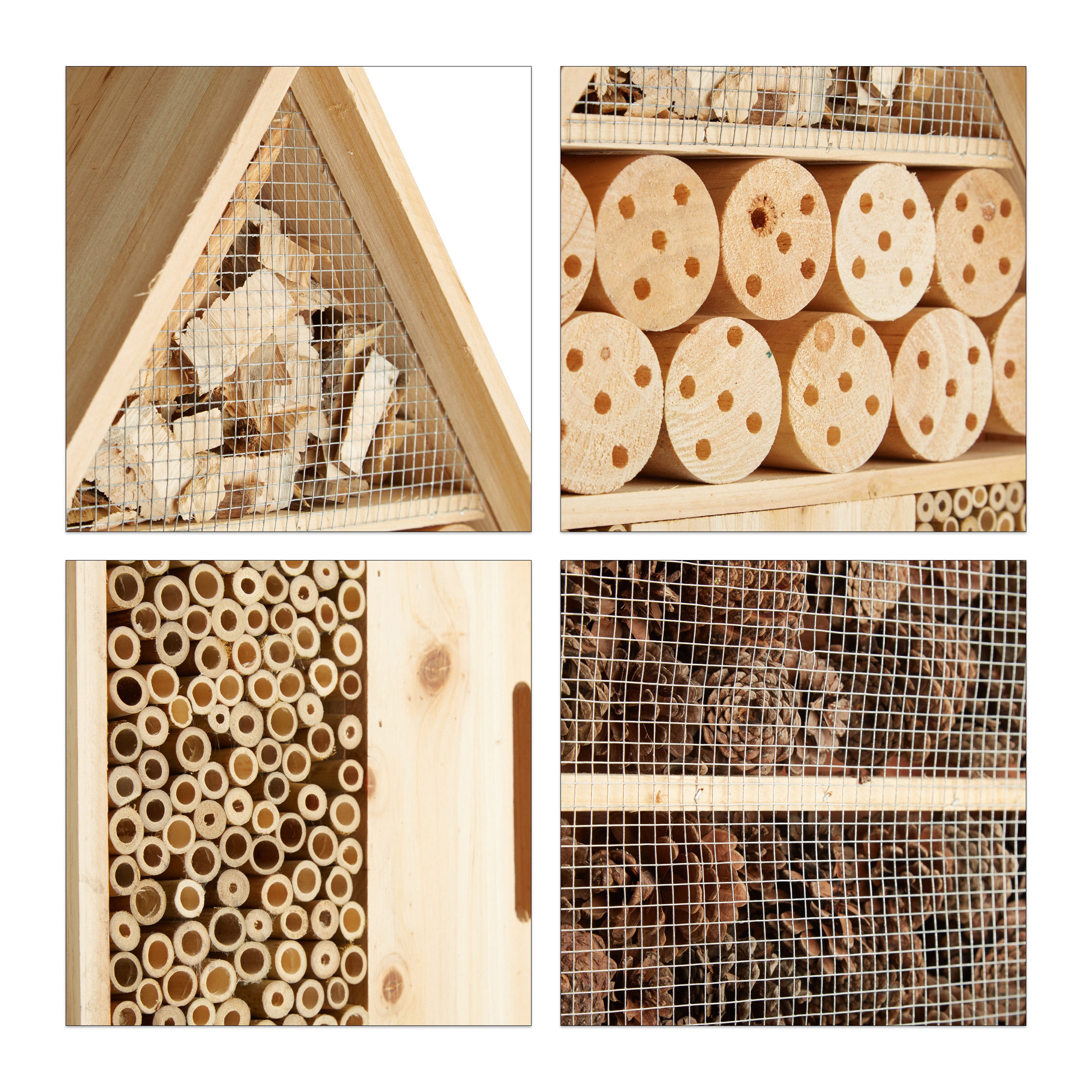 Relaxdays Insektenhotel natur XL mit dargestellten Abmessungen