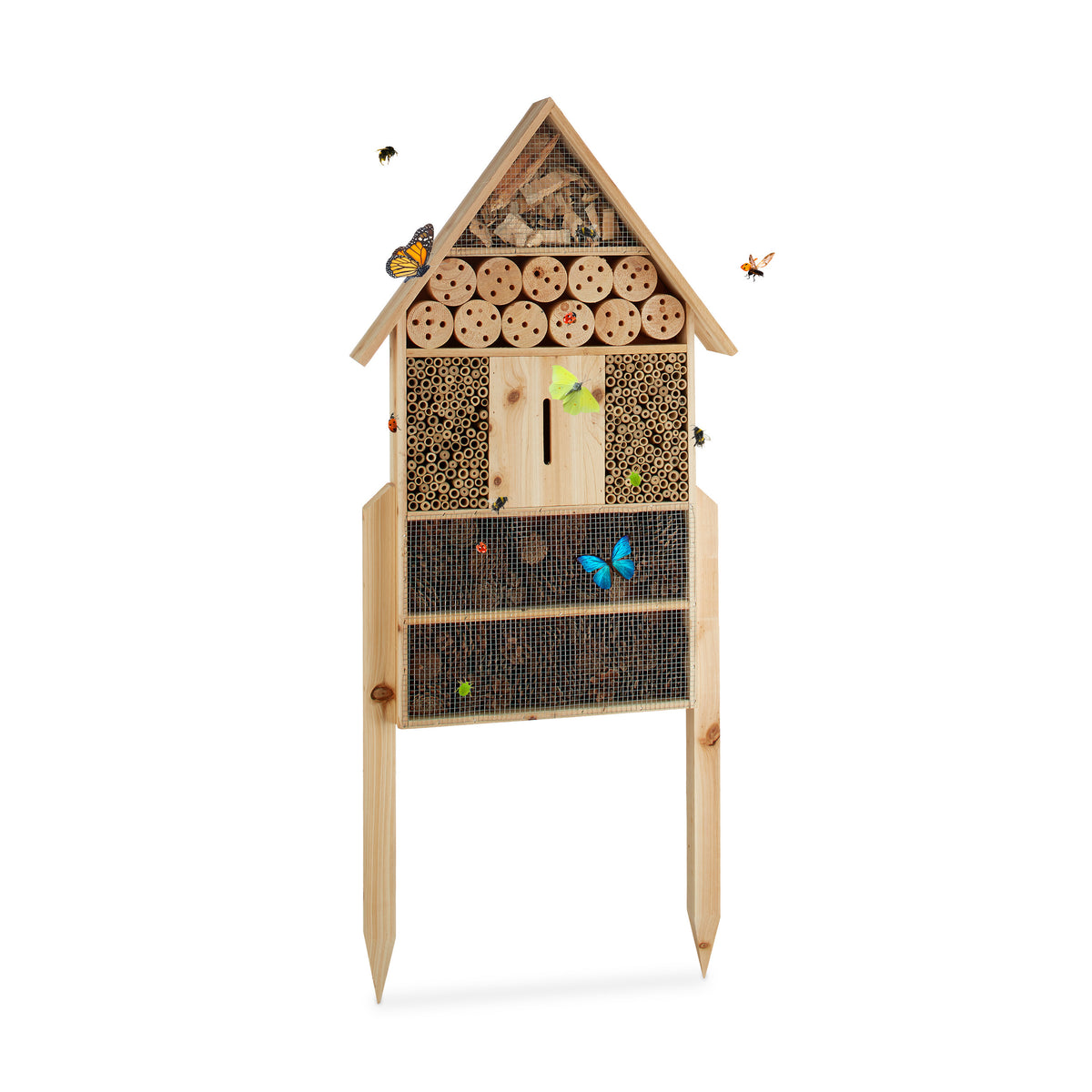 Relaxdays Insektenhotel natur XL, stehend, Gesamtansicht