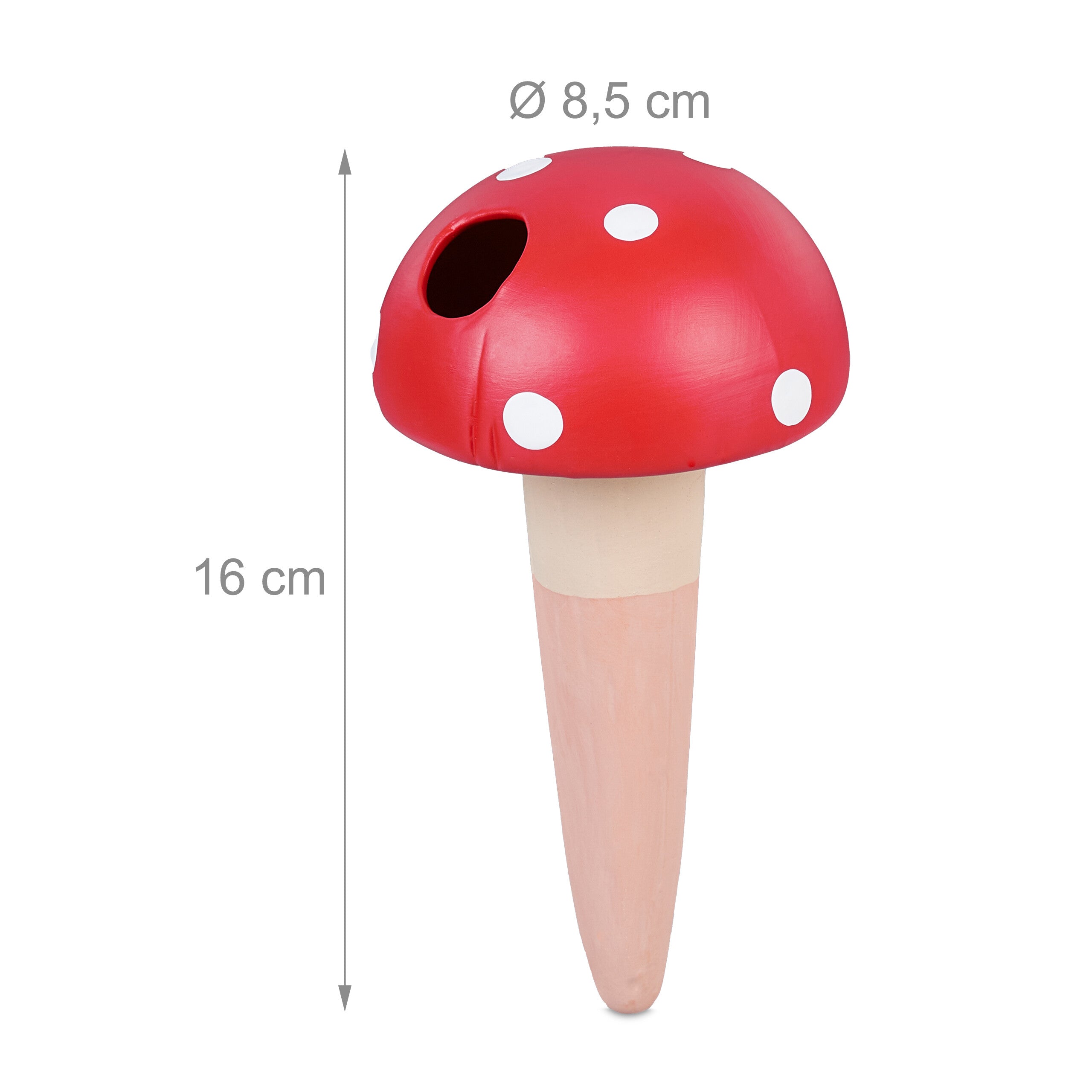 Relaxdays Pilz-Tonkegel mit Massangaben 16 cm Höhe und 8,5 cm Durchmesser