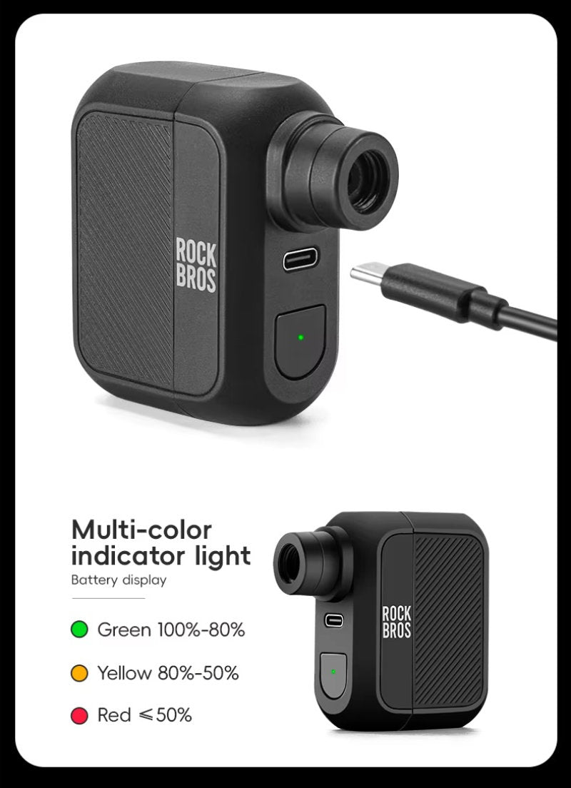 ROCKBROS elektrische Mini Fahrradpumpe E-Bike und Velo Luftpumpe USB-C 100 PSI 97g leicht