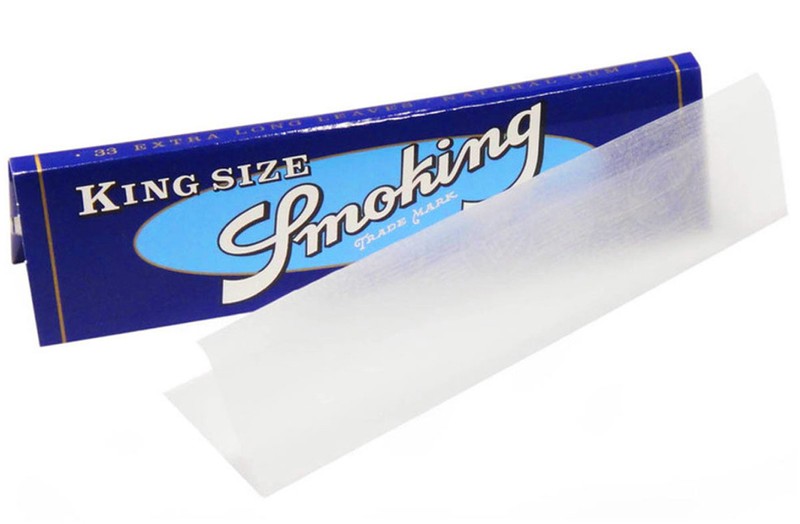 50er Verkaufsdisplay SMOKING BLUE King Size Papers Blau 33 Blatt Zigarettenpapier 108×52mm