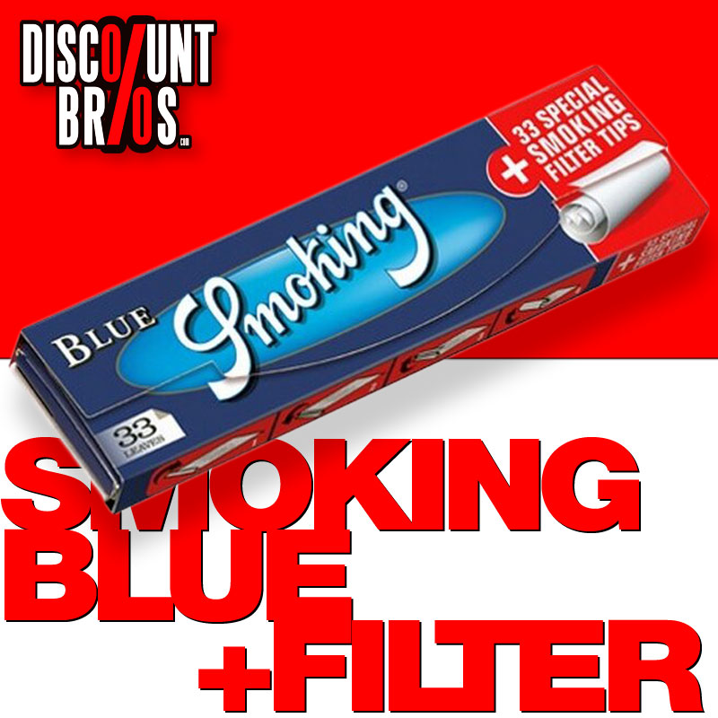 SMOKING BLUE King Size Papers Blau 33 Blatt Zigarettenpapier + Filter Tips 108×52mm