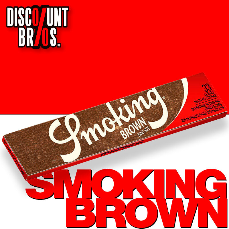 SMOKING BROWN Braun UNGEBLEICHT King Size Papers 33 Blatt Zigarettenpapier 110×44mm