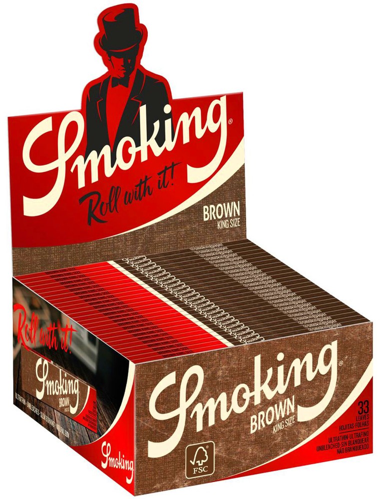 50 × SMOKING BROWN Braun UNGEBLEICHT King Size Papers 50 × 33 Blatt Zigarettenpapier 110×44mm