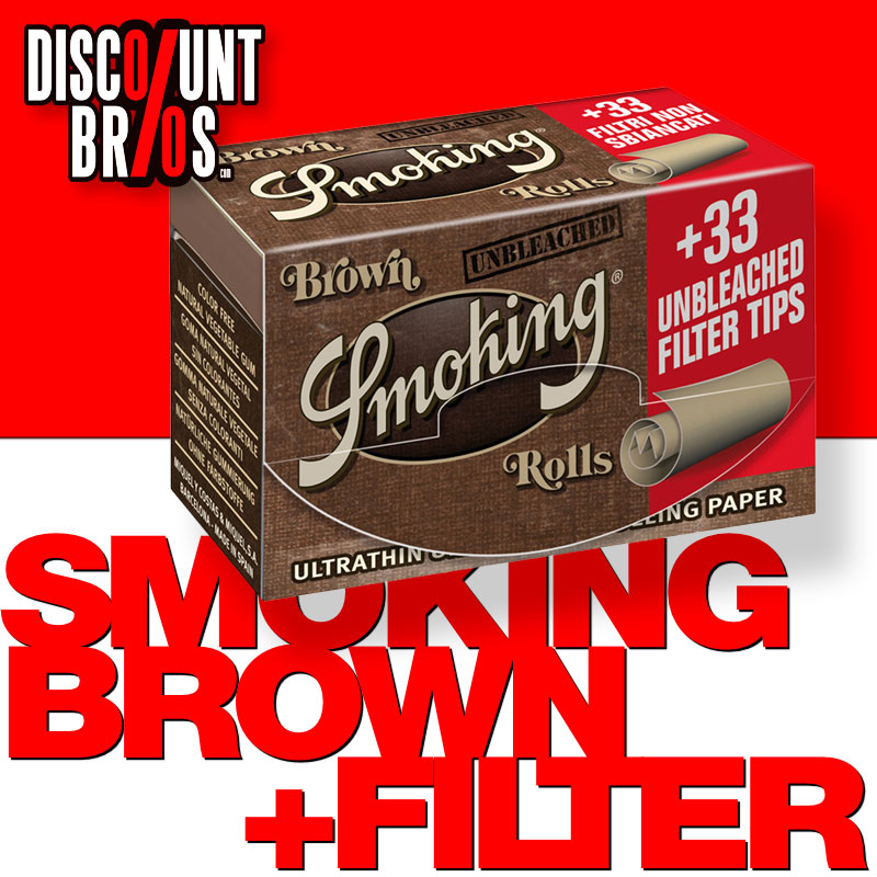 SMOKING BROWN ROLLS Papers Braun Zigarettenpapier Rollen + Filter Tips