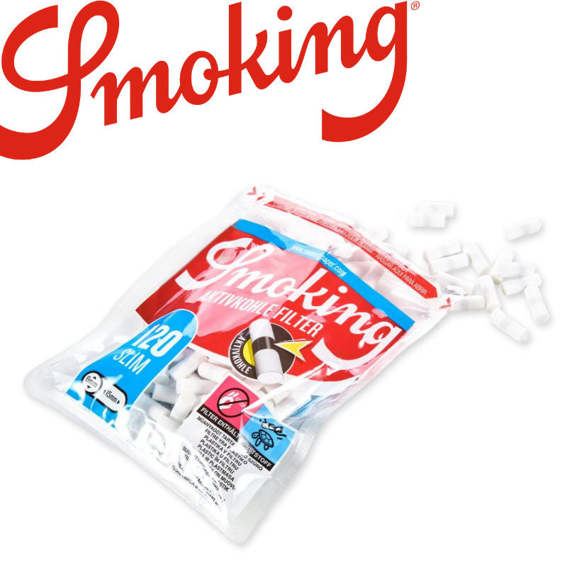 SMOKING Carbon Filter Tips Slim Wattefilter mit Aktivkohle 120 Stück