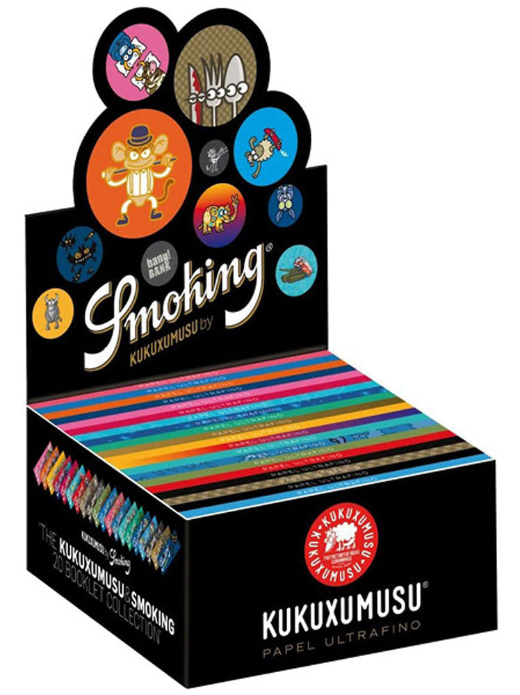50er-Verkaufsdisplay SMOKING kukuxumusu King Size Ultra Fine Papers 33 Blatt Zigarettenpapier 108×44mm
