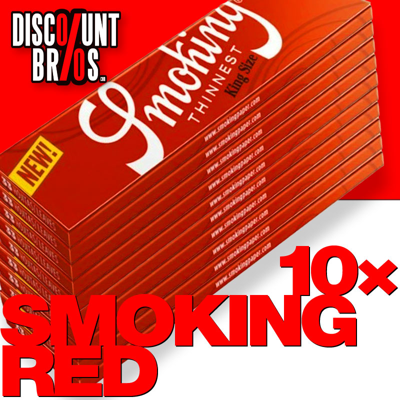 10 × SMOKING RED THINNEST King Size Papers 33 Blatt Zigarettenpapier 108×44mm