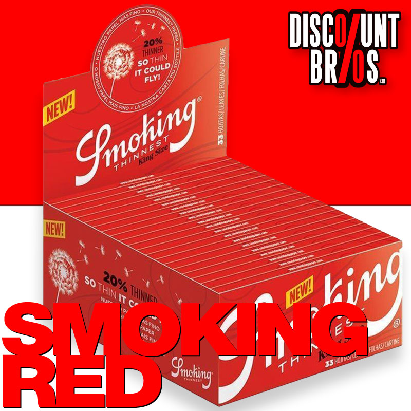 50 × SMOKING RED THINNEST King Size Papers 33 Blatt Zigarettenpapier 108×44mm