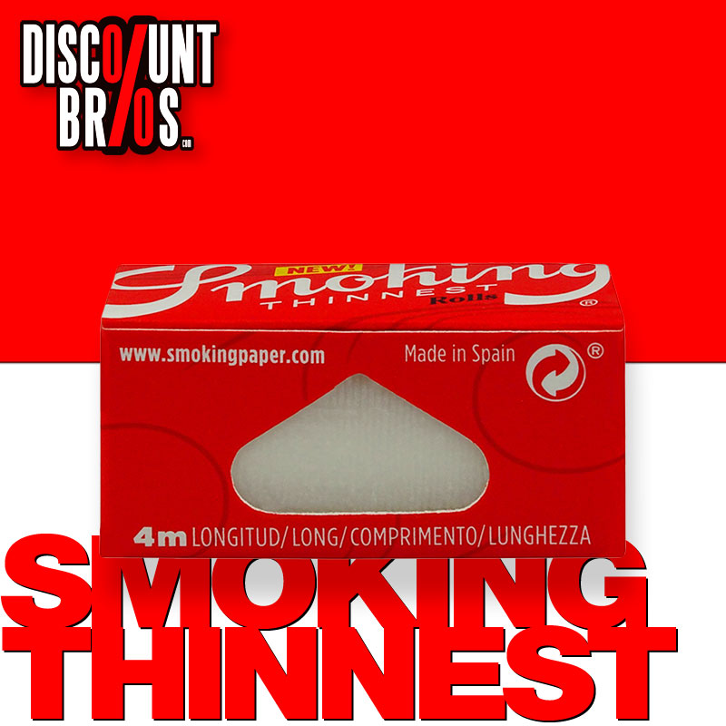SMOKING RED THINNEST Rolls Slim Papers Zigarettenpapier 4m×44mm