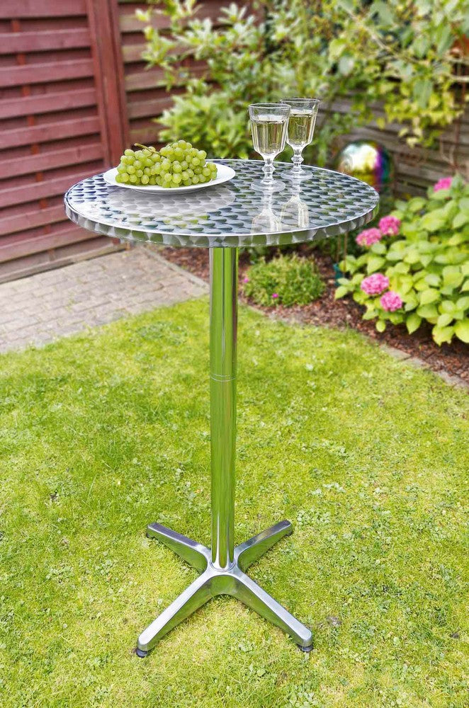Kippbarer STEHTISCH Bistrotisch Gartentisch aus Aluminium und Edelstahl