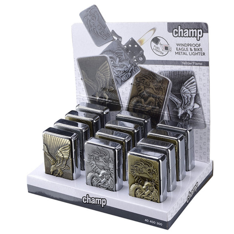 CHAMP® FEUERZEUG Benzinfeuerzeug Eagle & Bike