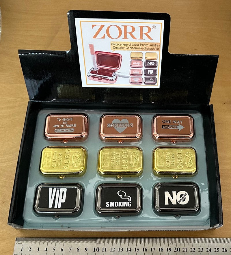 Feldaschenbecher MINI TASCHEN ASCHENBECHER Metall Rechteckig SUJETS