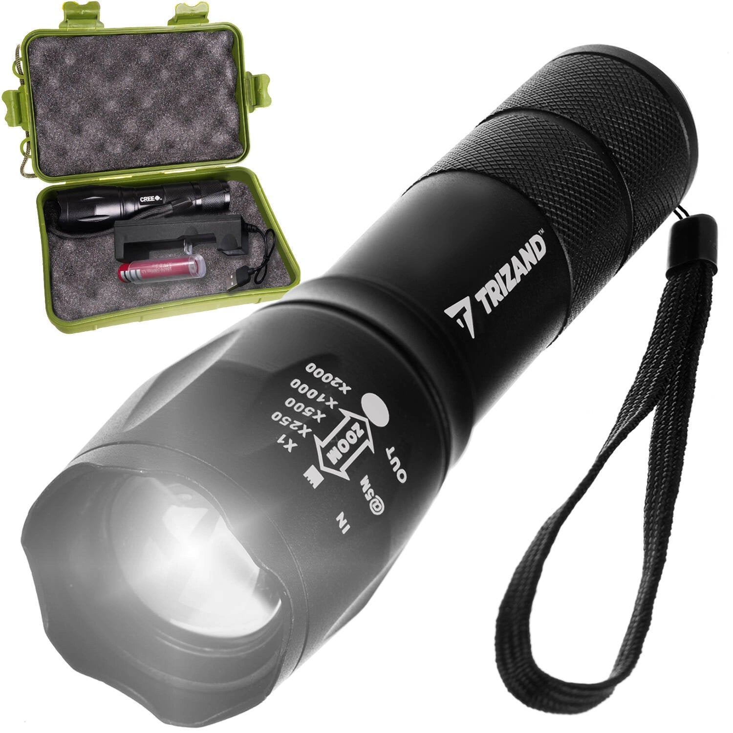 Trizand T6 USB CREE LED Taschenlampe mit Zoom