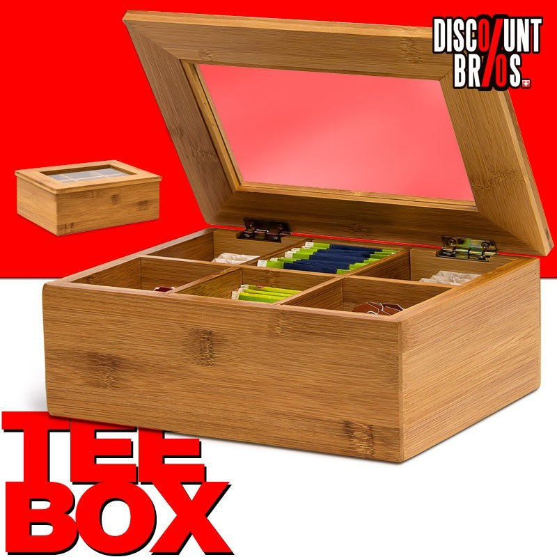 TEEBOX aus Bambus mit 6 Teekammern 22×16×9cm