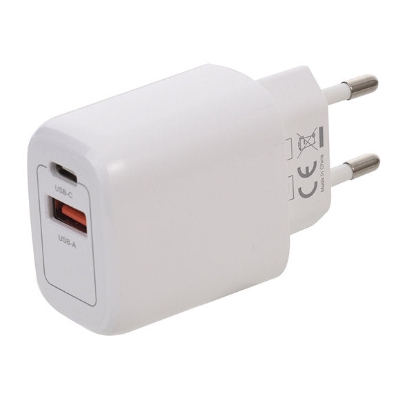 Tekmee Universal USB SCHNELL-LADEGERÄT Netzteil Netzadapter 12W mit USBC und USBA in WEISS