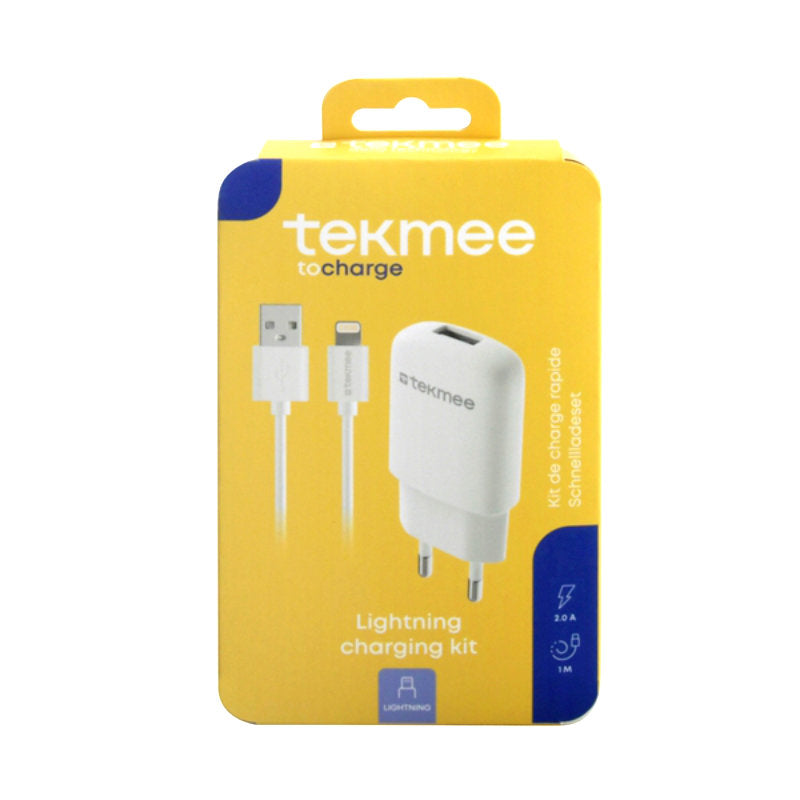 Tekmee USB Schnell-Ladegerät Netzteil Netzadapter 2 A mit Iphone Lightning Kabel in Weiss