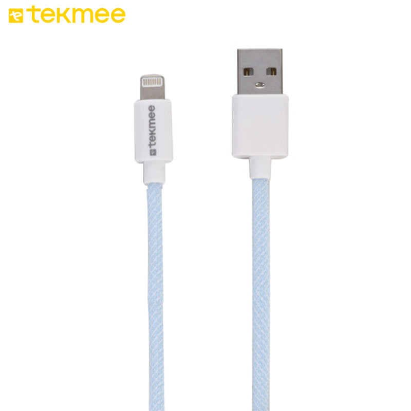 Tekmee iPhone Kabel Textilkabel USB auf Lightning, 2.0 A, 1 m HELLBLAU