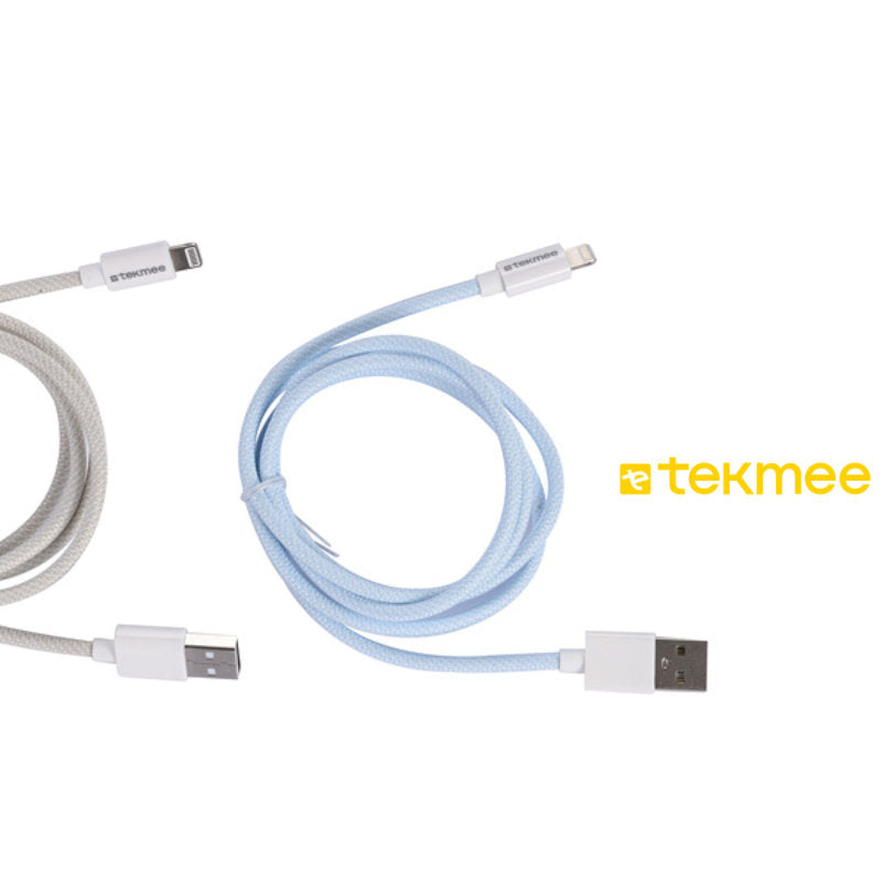 Tekmee Iphone Kabel Textilkabel USB auf Lightning, 2 A, 1 m Hellblau