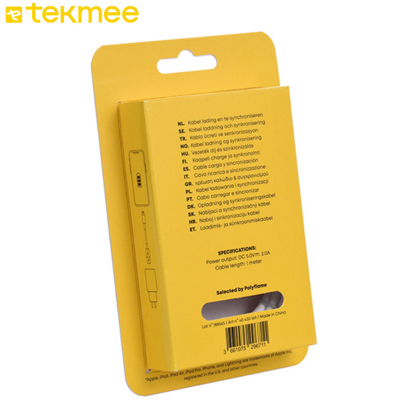 Tekmee iPhone Kabel USB auf Lightning, 2.0 A, 1 m WEISS