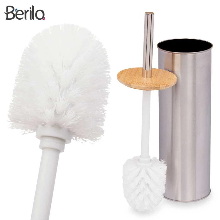 Toilettenbürste WC-BÜRSTE mit Halter WC-Garnitur BAMBUS+EDELSTAHL