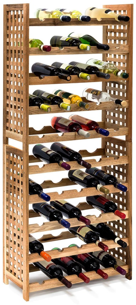 Weinflaschenhalter WEINREGAL für 25 Flaschen aus Walnuss Holz STAPELBAR