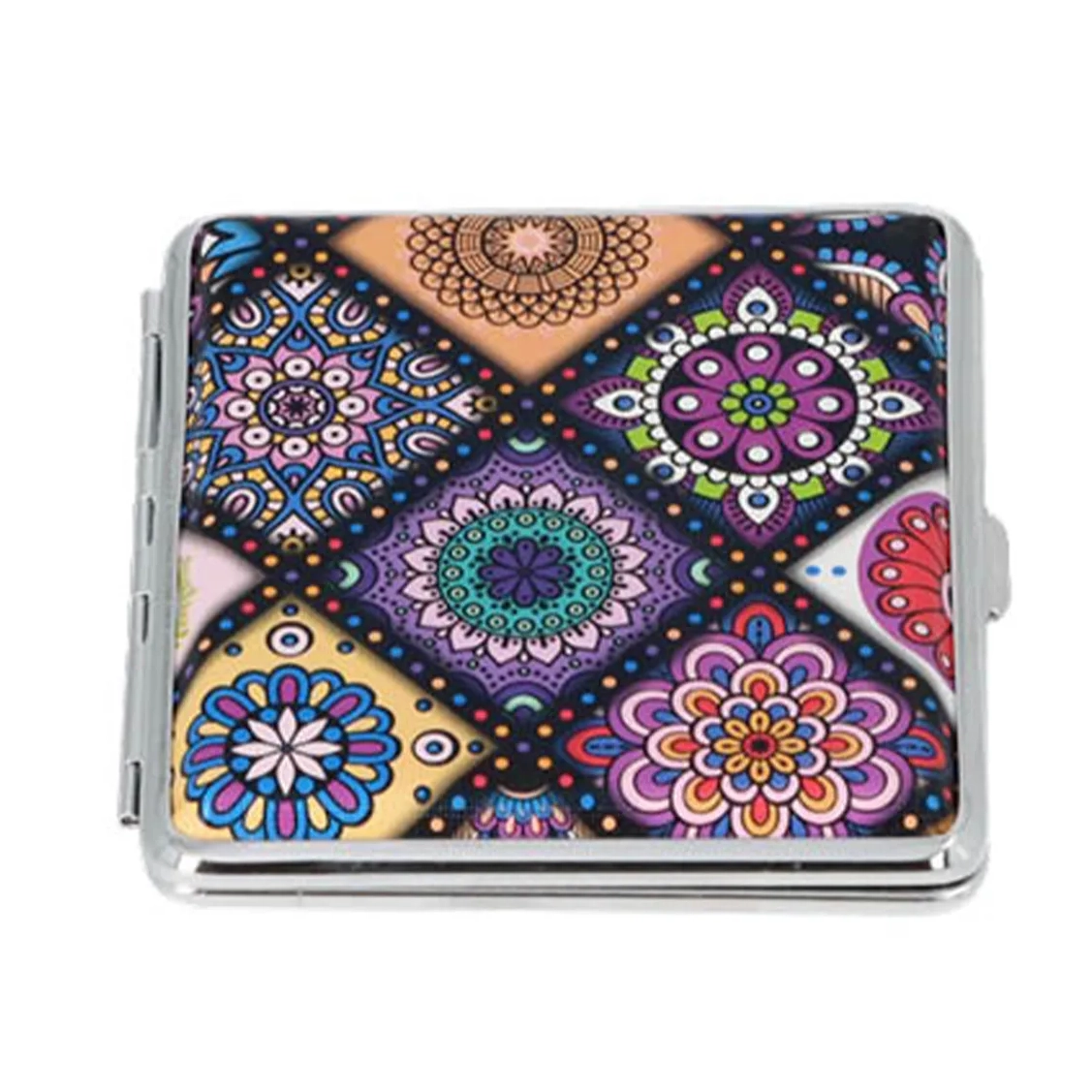 Zigarettenetui Floral lila für 20 Zigaretten mit Gummiband