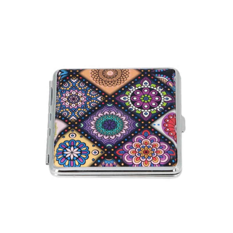 Zigarettenetui Floral lila für 20 Zigaretten mit Gummiband