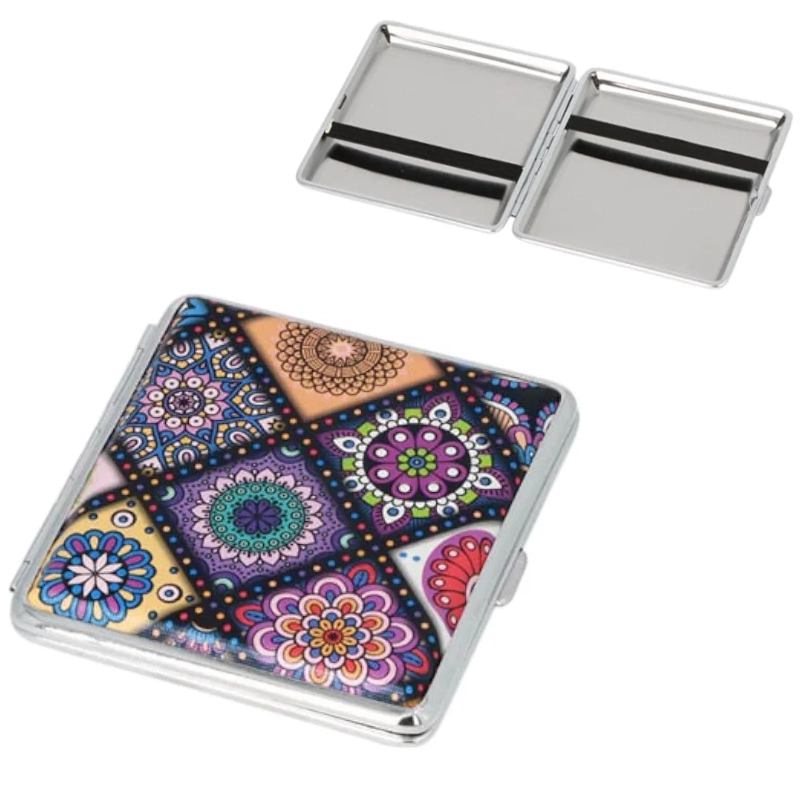 Zigarettenetui Floral lila für 20 Zigaretten mit Gummiband