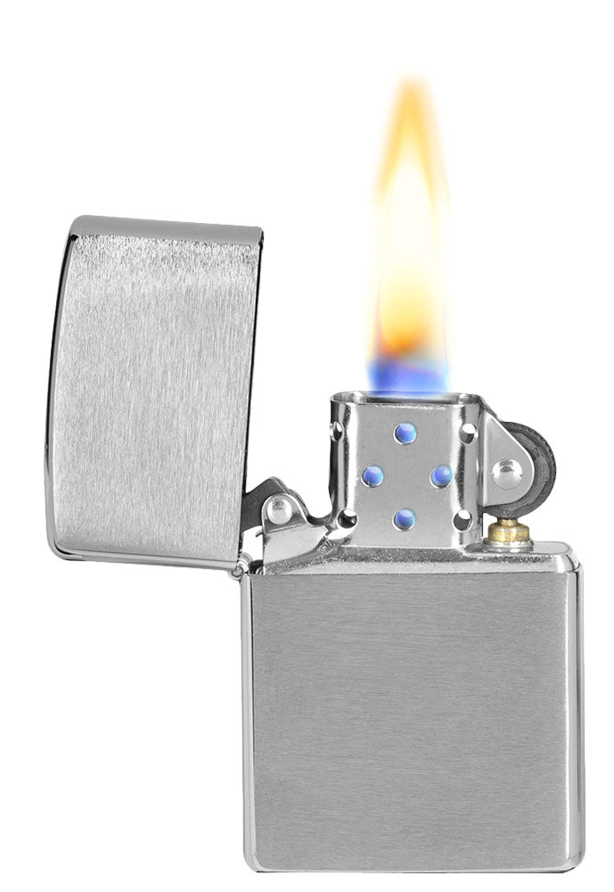 Zippo Raucherset FEUERZEUG-SET Benzinfeuerzeug Chrom-Gebürstet, Feuerzeugbenzin, Feuersteine + Geschenkbox